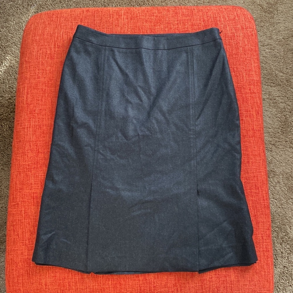 THEORY Charcoal Grey Wool Kick Pleat Skirt